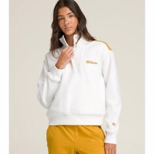 Wilson Women's Scuba Fleece 1/2 Zip Pullover Sweatshirt Ivory Cream Gold Small